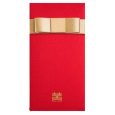 Maket Gamseong 紅色信封 緞帶裝飾信封 紅色 金色扁平緞帶, 1個