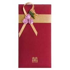 Maket Gamseong 紅色信封 蝴蝶結裝飾信封 深紅色 玫瑰紫色, 1個