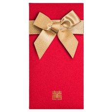 Maket Gamseong 紅色信封 緞帶裝飾信封 紅色 金色緞帶, 1個
