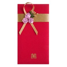 Maket Gamseong 紅色信封 緞帶裝飾信封 紅色 玫瑰紫色, 1個