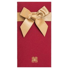 Maket Gamseong 紅色信封 緞帶裝飾信封 深紅色 金色緞帶, 1個