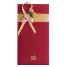 Maket Gamseong 紅色信封 緞帶裝飾信封 深紅色 玫瑰粉紅色, 1個