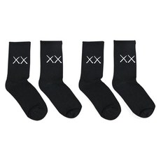로브로코 캐주얼 스트릿 패션 골프 중목 양말, 블랙, 블랙, 블랙, 블랙, 4개