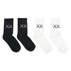 Lovroco 休閒街頭時尚高爾夫中筒襪, 4個, 黑色, 黑色, 白色, 白色