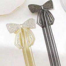 페이퍼먼츠 롱체인 리본큐빅 자동핀 2종 세트 23050