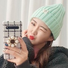 캐주얼 니트 골지 스마일 비니