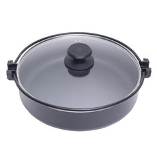 電磁爐適用附蓋湯鍋, 26cm, 1組, 黑色