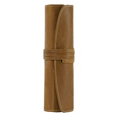 MaDaKkuMi 高級皮革捲軸式筆袋, 1個, 黃棕色(筆袋)