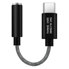 RaOn Home Mart Type-C轉3.5mm 32bit 384kHz DAC Hi-Res 耳機轉接頭 RA-ALC5686, 10cm, 1個, 黑色(RA-ALC5686B)