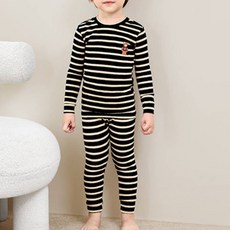 unifriend 童款泰迪熊圖案彈力刷毛九分袖衛生衣長褲套裝