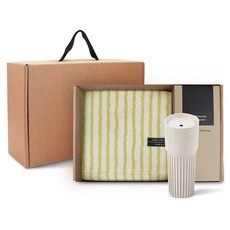 飯店精選 條紋素色 44 毛巾 220g 精梳棉 + 咖啡隨行杯 709ml 套組, 1個, 洗臉巾_黃色+隨行杯_象牙白