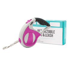 요런개 강아지 튼튼 꼬임 방지 자동 리드줄, 로즈레드, 1개