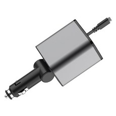 The Zone 5合1 伸縮式超高速多功能車用點菸器充電器 Type-C, PT-25, 灰色 + 黑色