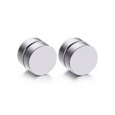 젤루나 써지컬 심플 납작 플랫 페이크 자석 귀걸이 P-396 8mm