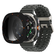 SPACE SHIELD Galaxy Watch 相容 Armor Flex 9H Privacy 防窺 PC 鋼化玻璃一體成型保護殼, 1個, 黑色
