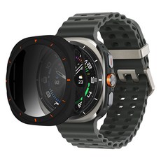 SPACE SHIELD Galaxy Watch 相容 Armor Flex 9H Privacy 防窺 PC 鋼化玻璃一體成型保護殼, 1個, 霧面黑