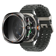 SPACE SHIELD Galaxy Watch 相容於 Armor Flex 9H 隱私隱私保護 PC 強化玻璃一體成型保護殼, 1個, 灰色鈦金