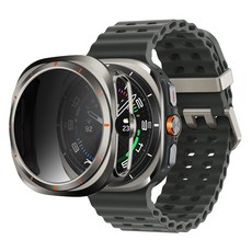 SPACE SHIELD Galaxy Watch 相容 Armor Flex 9H Privacy 防窺隱私保護 PC 鋼化玻璃一體式保護殼, 1個, 鈦