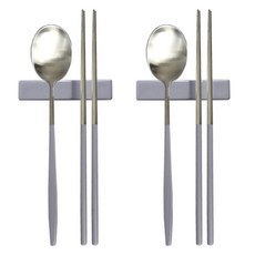 프렐류드 다비데 2인 수저 + 수저받침 세트, 블루그레이, 숟가락 2p + 젓가락 2p + 수저받침 2p, 1세트