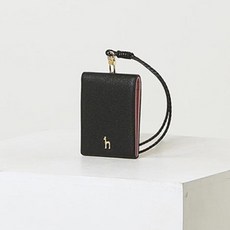 헤지스 여성용 가죽 퍼피 배색 목걸이형 카드지갑