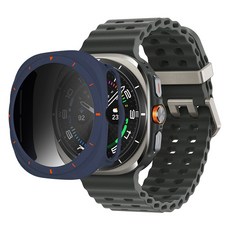 SPACE SHIELD Galaxy Watch 相容 Armor Flex 9H Privacy 防窺 PC 鋼化玻璃一體式保護殼, 1個, 午夜藍