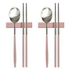 프렐류드 다비데 2인 수저 + 수저받침 세트, 인디핑크, 숟가락 2p + 젓가락 2p + 수저받침 2p, 1세트