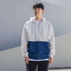 앨빈클로 남녀공용 에이 로고 자수 배색 오버핏 더블코튼 후드집업 AZH793