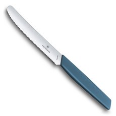 VICTORINOX 瑞士維氏 Swiss Modern 波浪刀刃番茄 & 餐桌刀 11cm 6.9006.11W2, 藍色, 1個