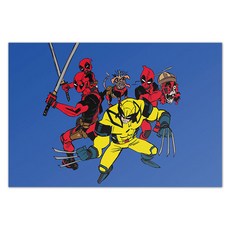 마블 데드풀과 울버린 렌티큘러 엽서 3 데드풀들과 울버린, MARVEL, 아르누보