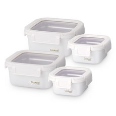 쿡셀 304 포스코 스텐 밀폐용기 세트, 1세트, 밀폐용기 350ml x 2p + 1L x 2p