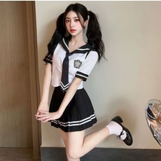 Offri布貼領帶日本短袖制服水手服制服學生COSPLAY