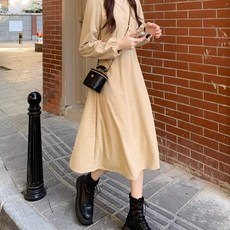 메이첼 여성용 코듀로이 브이넥 A라인 미디원피스 13620 빅사이즈 포함
