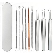피니어스 스테인리스 블랙헤드 핀셋 9종 세트, 1세트