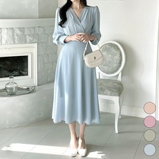 페이퍼먼츠 페미닌 랩브이넥 퍼프 플레어 원피스 23175