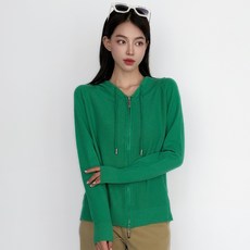 더시럽 여성용 나그랑 웨이브 포인트 후드 니트 집업