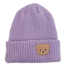 한스모자 귀여운 곰돌이 가을 겨울 따뜻한 착용감좋은 골지 니트 비니