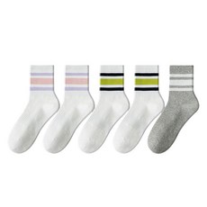 Robroco 條紋休閒高爾夫網球襪 5雙組, A, 1套