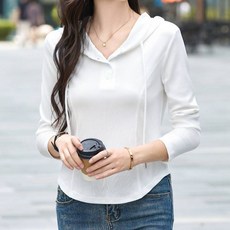 Paperments 連帽領抽繩修身休閒長袖T恤 23242