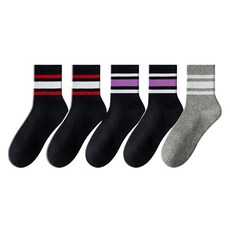 Robroco 條紋休閒高爾夫網球襪 5雙組, B, 1套
