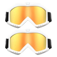 全運動鏡面鏡片防風防霧護目鏡 2入, 橘色