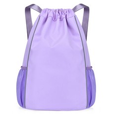 PDS運動 附可收納水瓶側袋束口健身包, 紫色, 1個