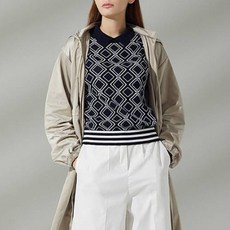 HALEY GOLF 女士緹花圖案七分袖高爾夫針織衫 HU-TT1001