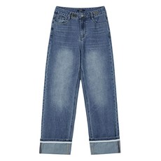 랩 여성용 테이프 롤업 일자핏 데님팬츠 AQ3DP863