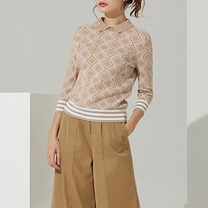 HALEY GOLF 女士緹花圖案七分袖高爾夫針織衫 HU-TT1001