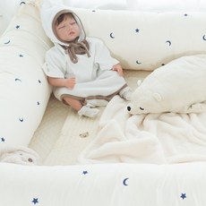 아이레빗 유아용 범퍼 쿠션 커버 + 솜 세트, 별달블루