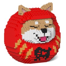 柴犬達摩日本主題奈米積木, 1個, 紅棕色