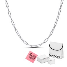 PANDORA 潘多拉 女款加長鏈環項鍊 393416C00 + 提袋 + 小卡片