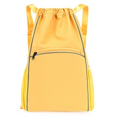 PDS運動網眼側邊口袋抽繩運動束口袋, 黃色