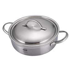 GGS 電磁爐適用Elite系列3層304 430不鏽鋼附蓋雙耳鍋, 單色, 24cm, 1個