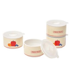 ROSLYN 新鮮水果圖案陶瓷密封罐4件組 S, 1組, 單品